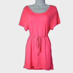 H&M Pink Rope Style Belted Tunic Blouse Size XS
